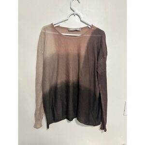 Viviana Uchitel Ombre Dip hand Dye Lightweight Wool Blend Knit Sweater 0